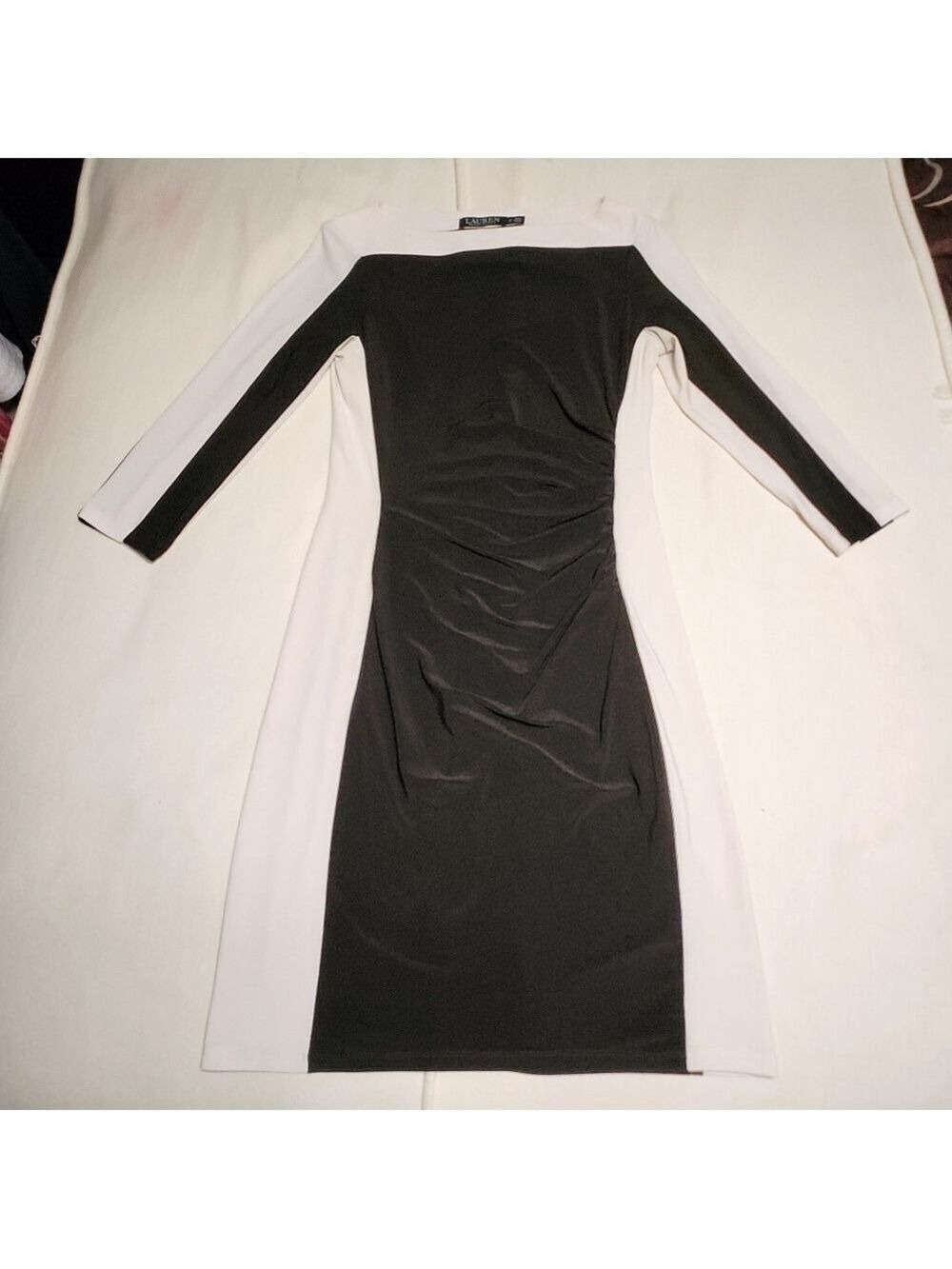 Lauren Ralph Lauren Black White Knit Dress Size 6 - Picture 9 of 12